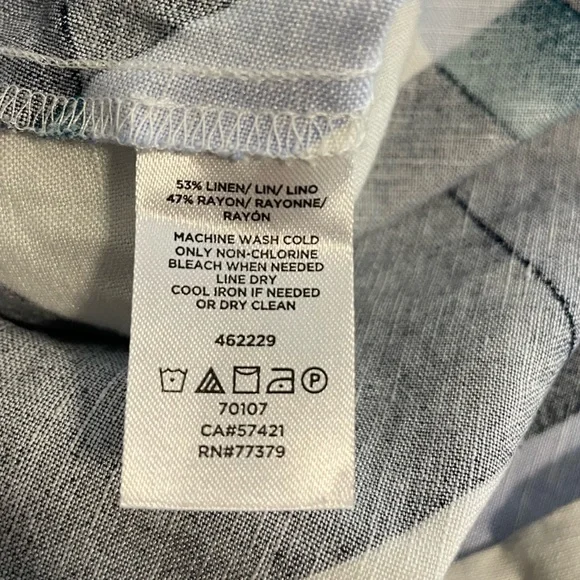 Ann Taylor Linen Blend LG Tank Top Plaid Boxy Coastal Lightweight Careerwear - Picture 11 of 16